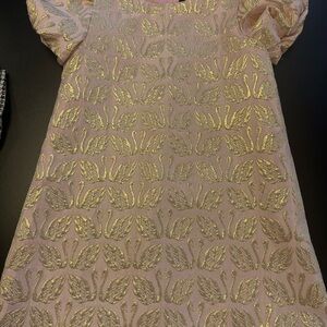 Pink Dress with Gold Swan Jacquard